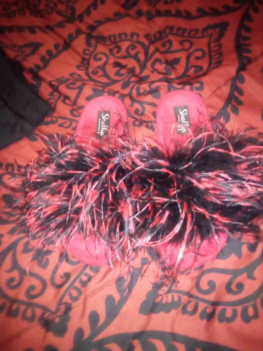Shelly London  red and black feathers shoes sz 8