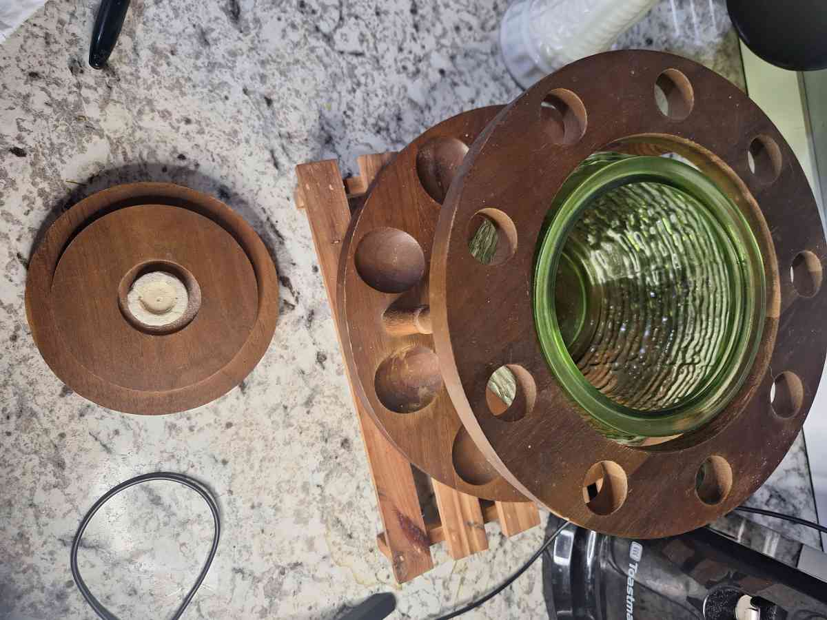 Vintage 1960s Fairfax Tobacco Humidor and Walnut Pipe Stand