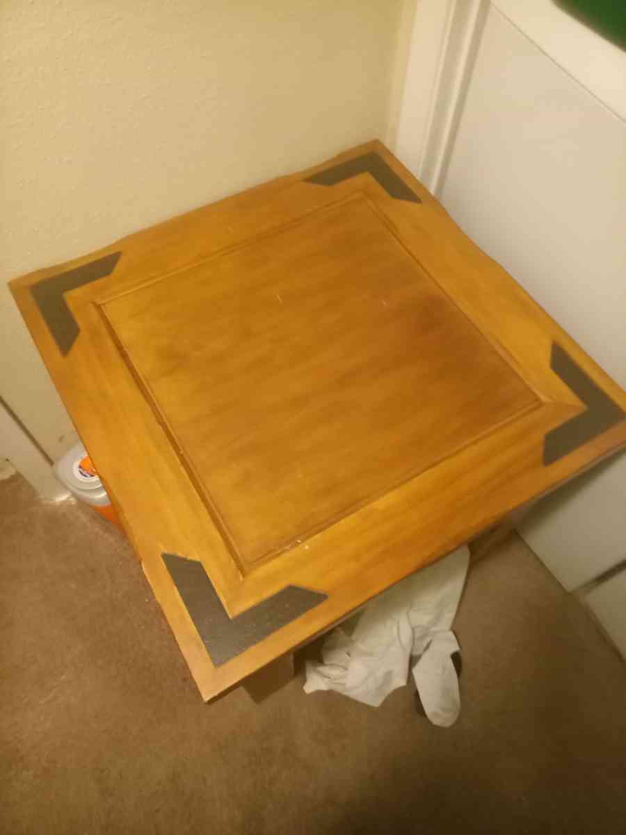 solid wood entertainment center with two end tables