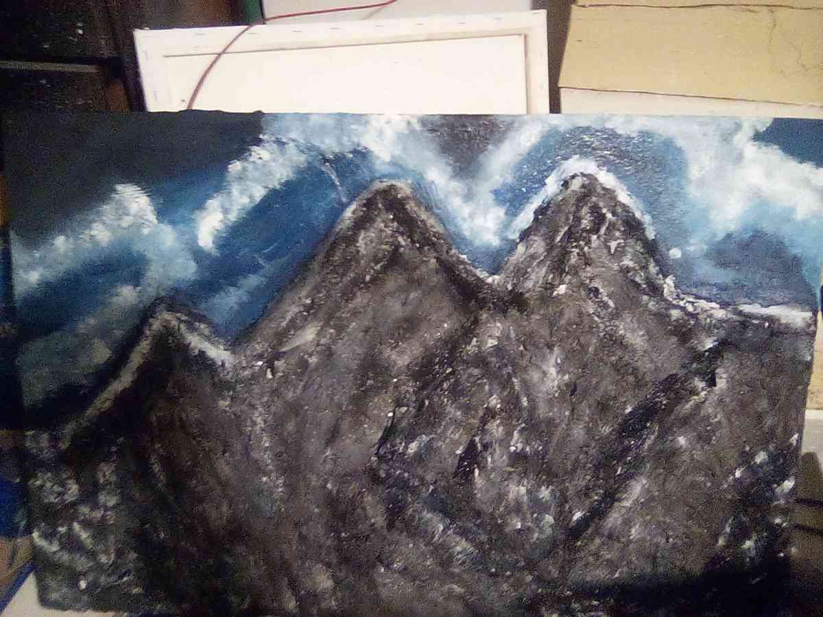 3d land scape mountain view painting