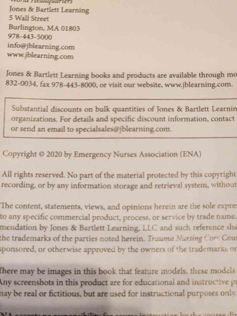 2020 Trauma Nursing Core Course