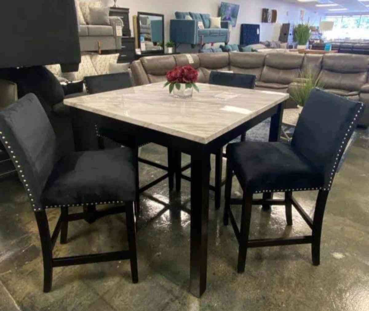 black white Velvet Counterheightset dining set