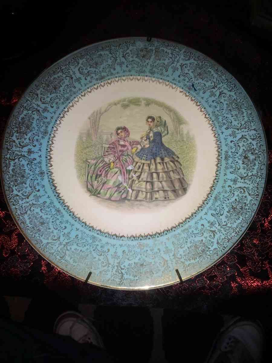 antique plate engraved with 23 karat gold