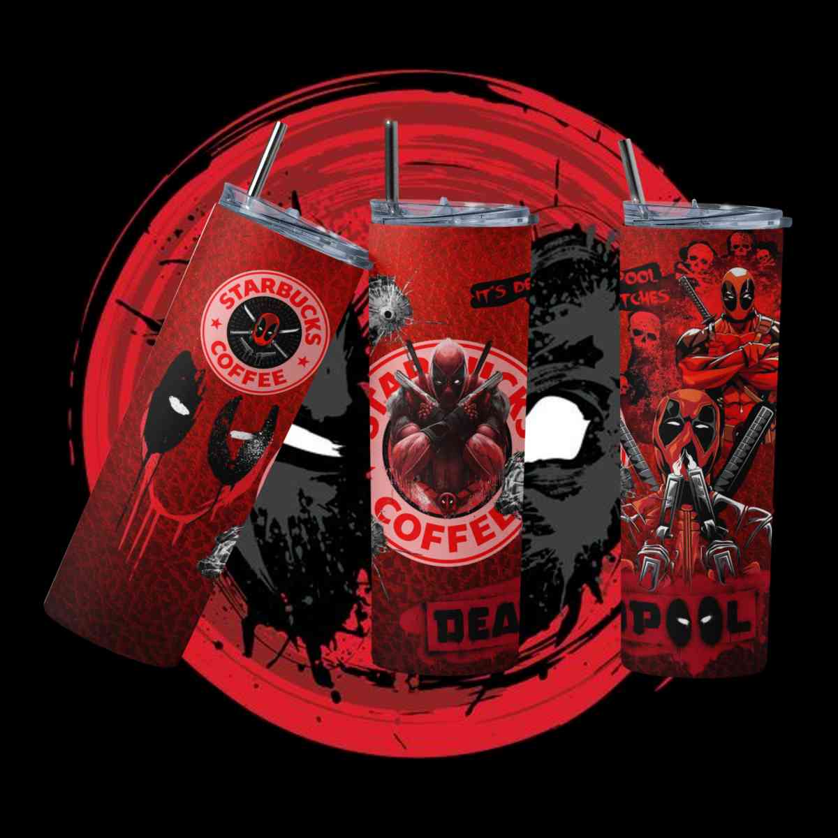 Deadpool Tumbler  20oz Skinny Tumbler  Marvel Sublimation
