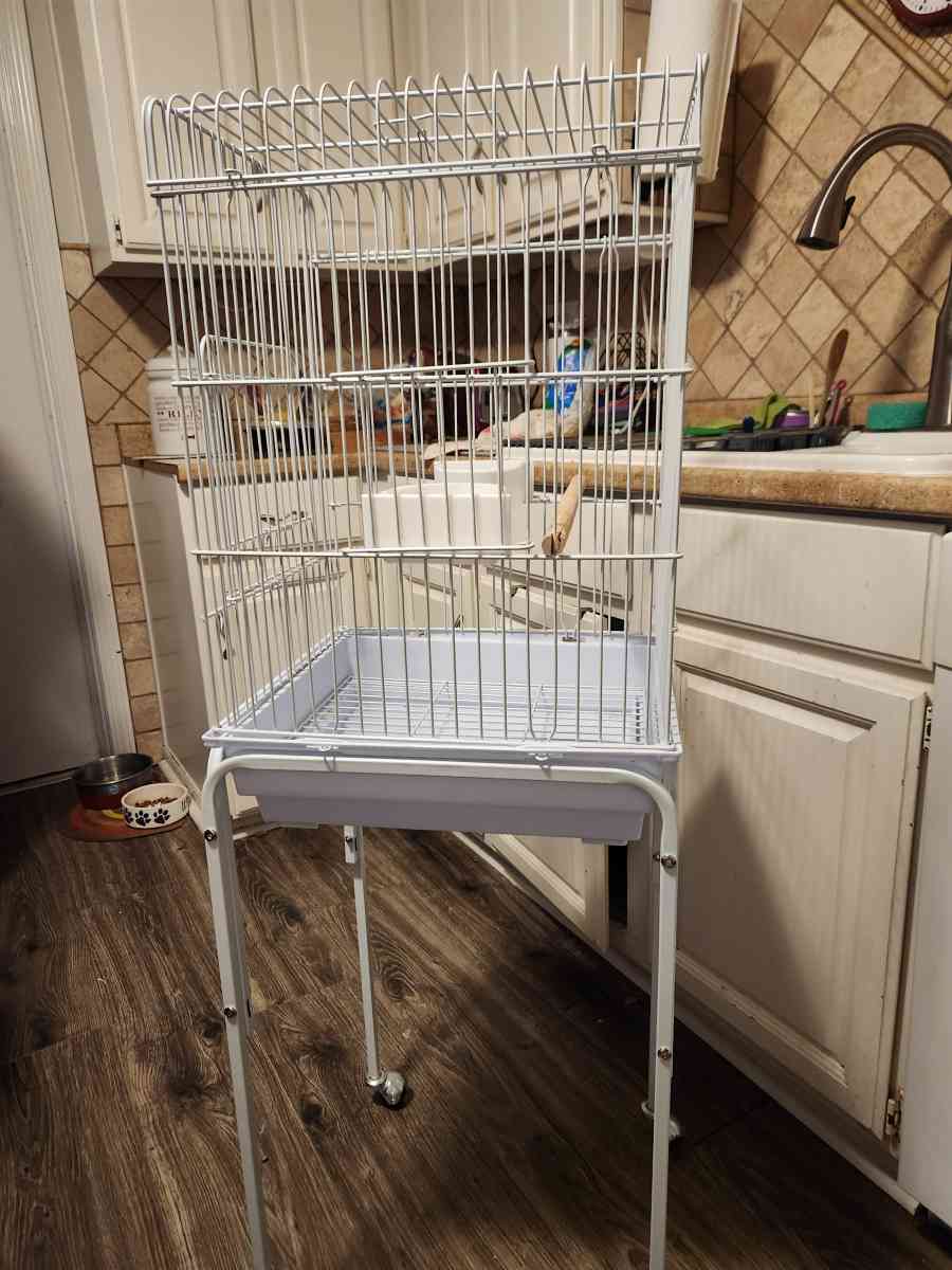 tall white wire birdcage