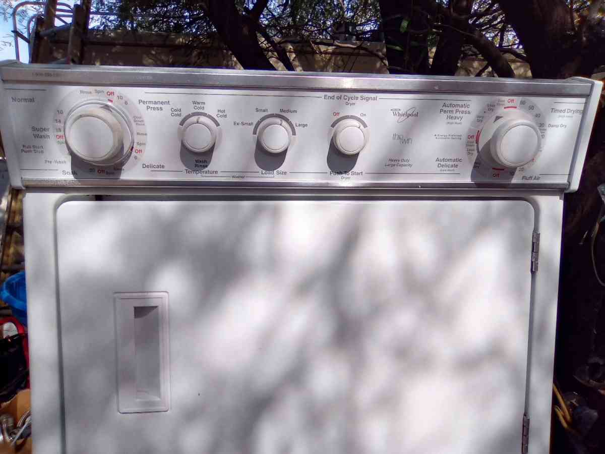 STACK UNIT FULL SIZE KENMORE WASHER AND DRYER WHITE ON WHITE