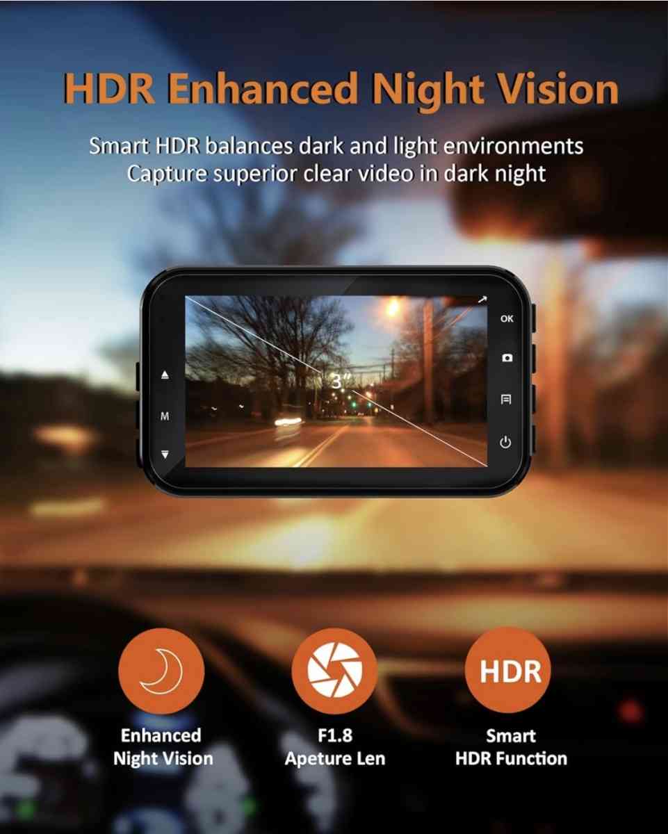 dash camera with front and rear camera accident lock