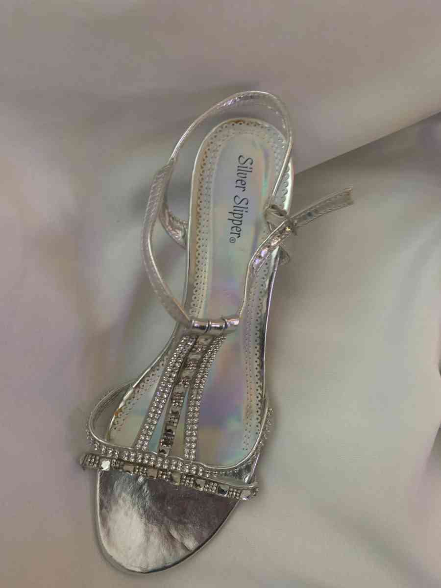 silver slipper heels