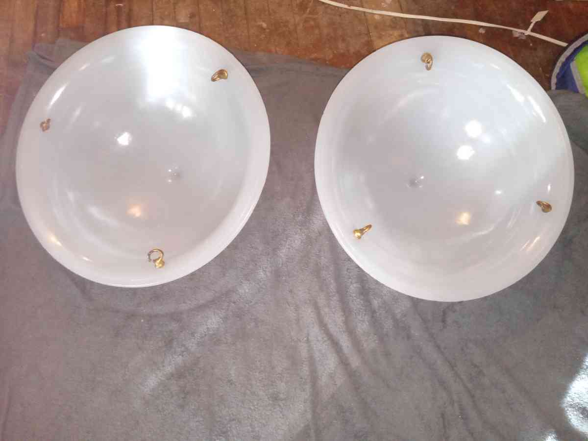 Antique fluted pendent bowl lights