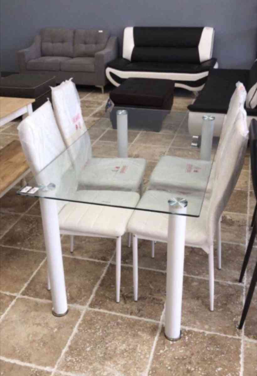 white dining room set table and chairs comedor