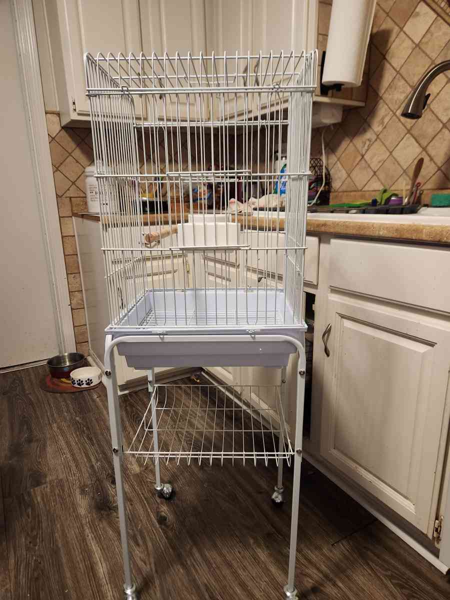 tall white wire birdcage