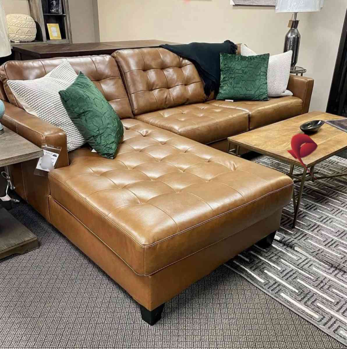 Brown Leather sectional seccional couch