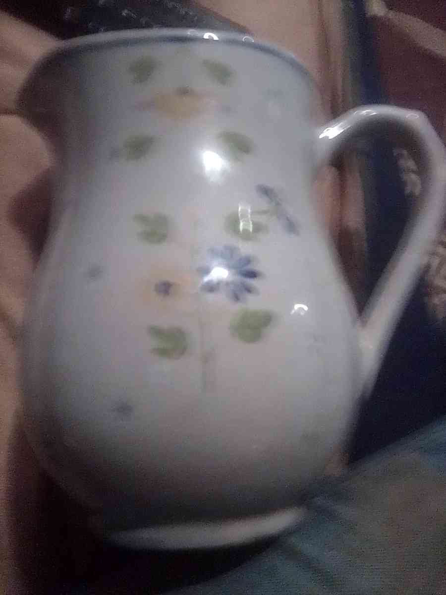 French Country Vintage Hand painted pottery pitcher