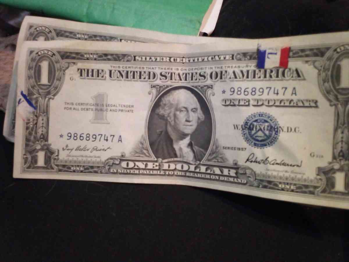 1935 1957 1957a 1 dollar silver certificate blue seal star