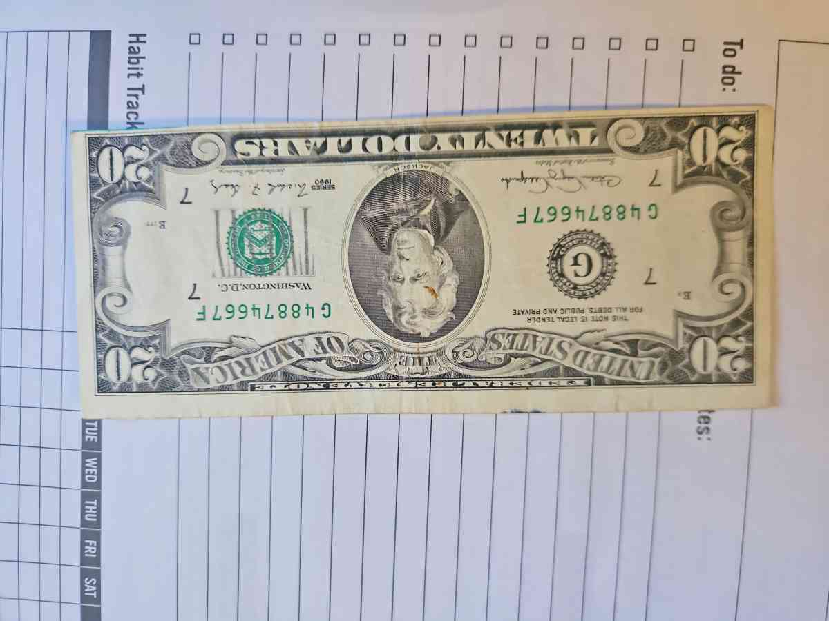 20 dollar bill miscut 1990 series G