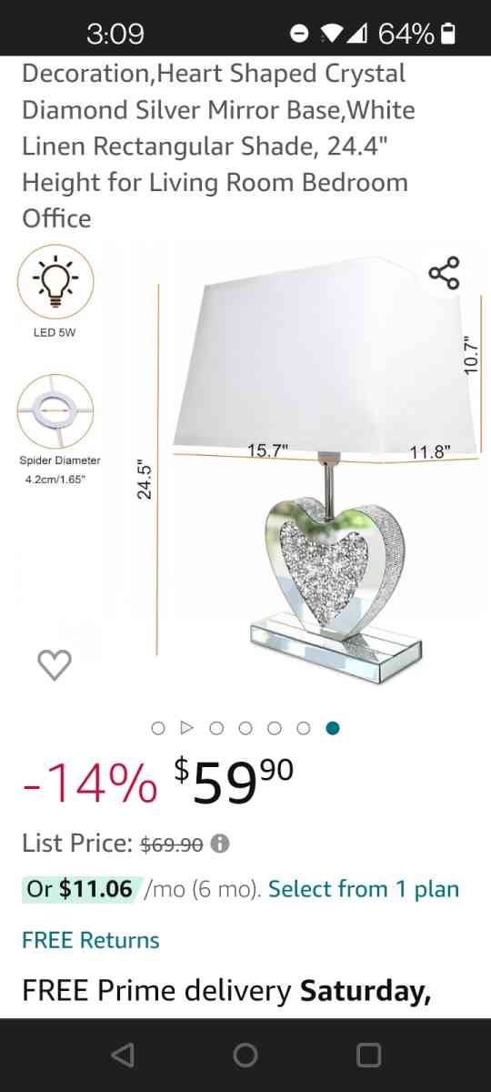 2 diamond crushed lamps new