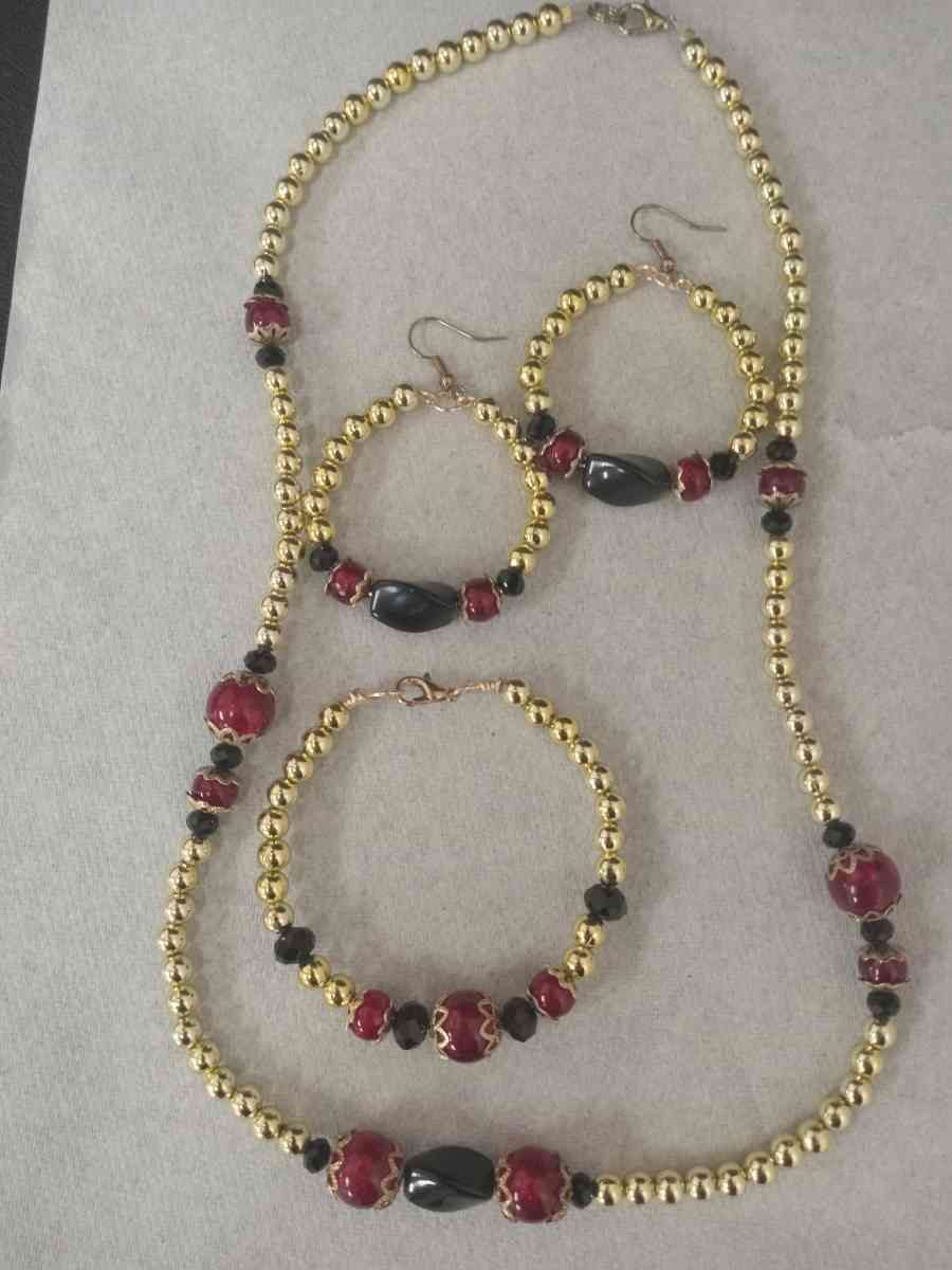 Red and Black 3Pc Jewelry Set