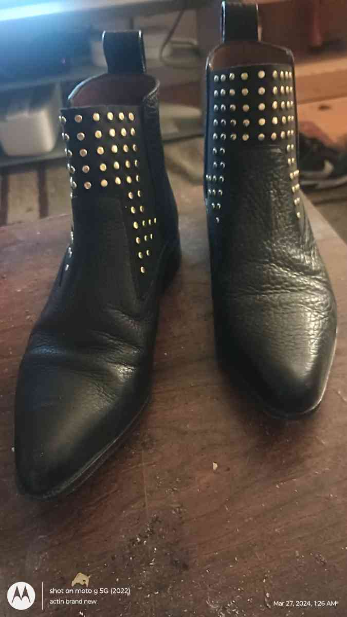 Genuine Made in Italy Chloe Ankle Gold Studed Boots