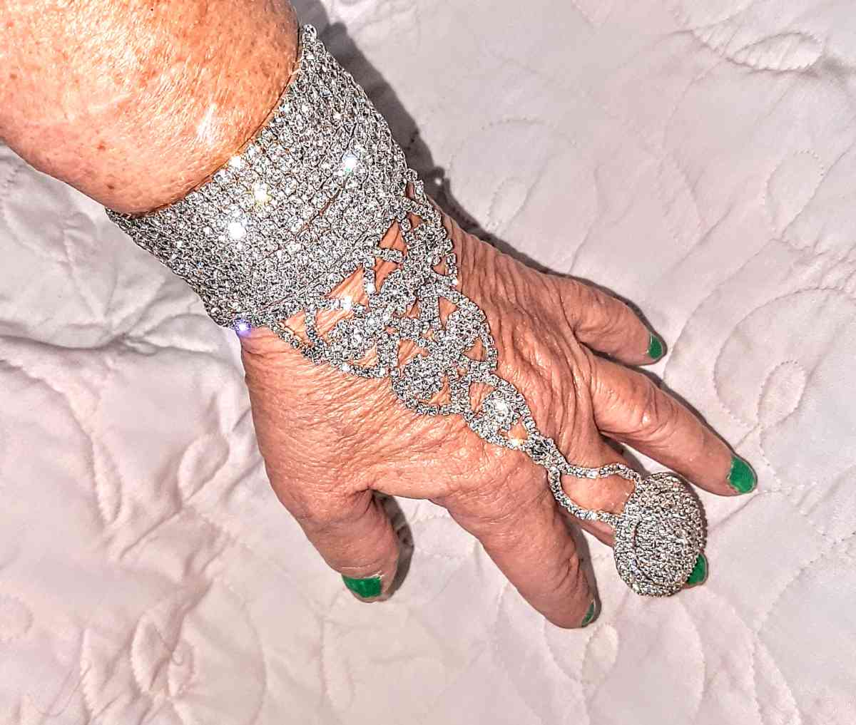 Austrian Crystal Spiral Bracelet with Attached Ring