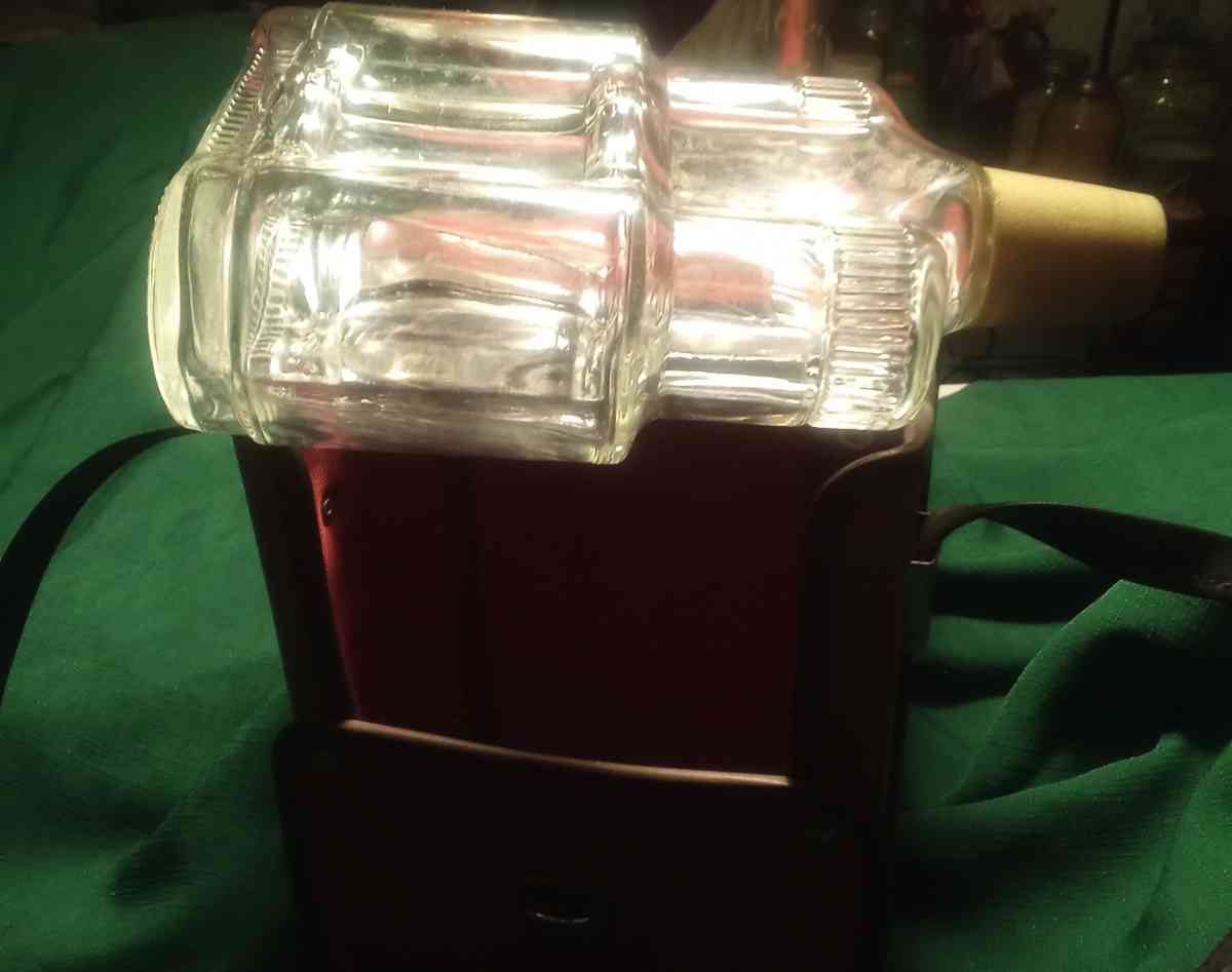 Vintage Old Charter Binocular Bottle w Leather Case