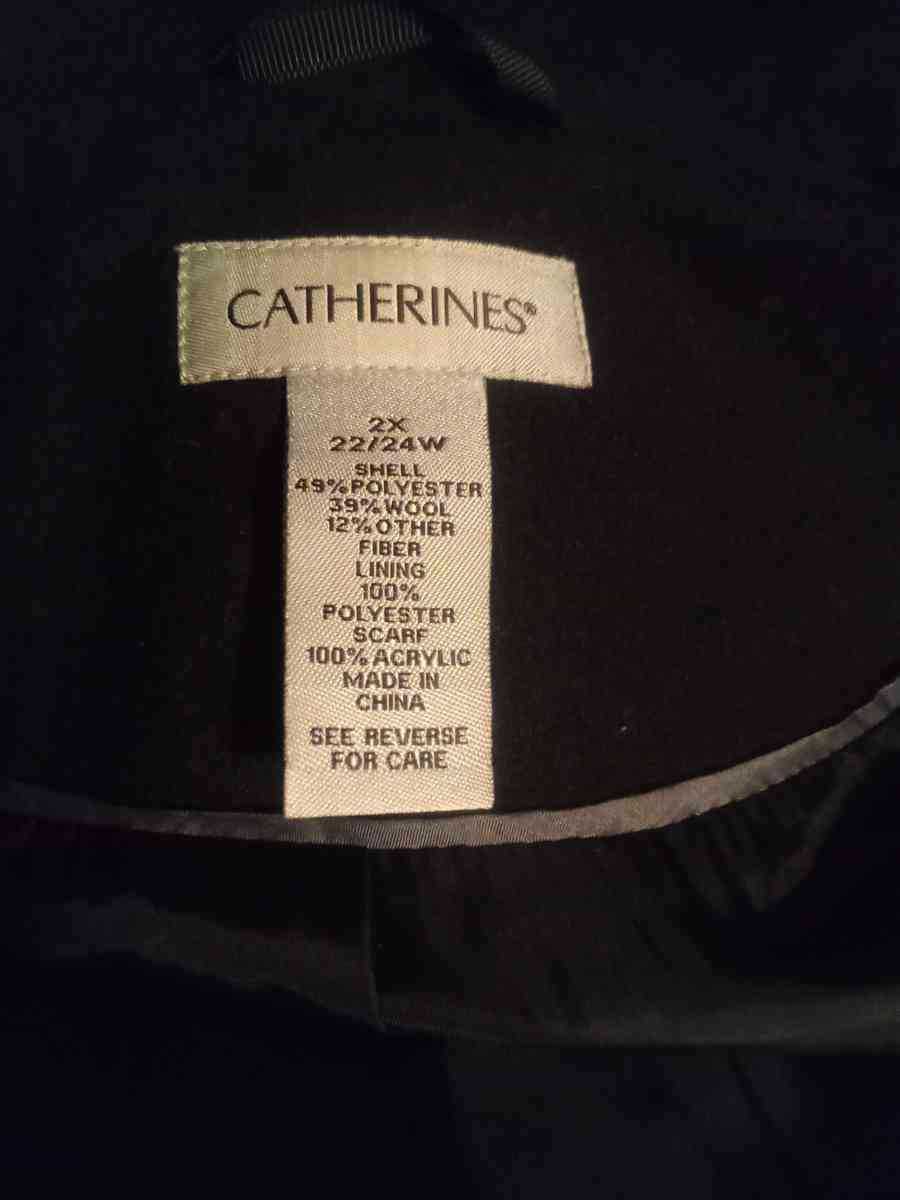 Catherines 2X Detachable Hooded Black Coat