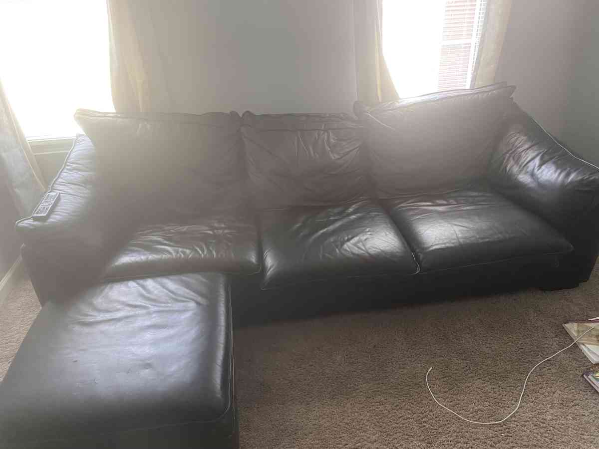 Black Leather Sofa Set