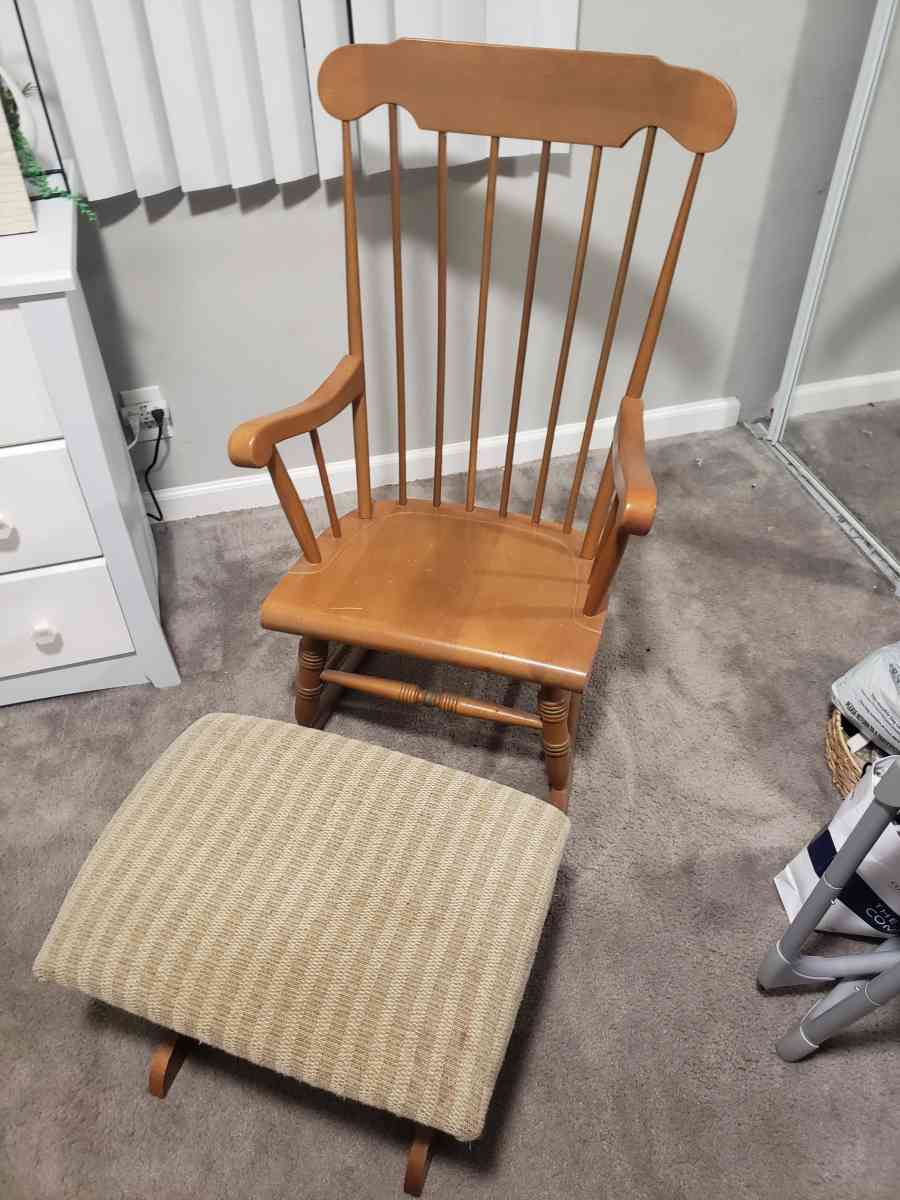 wooden rocking chair with foot stool