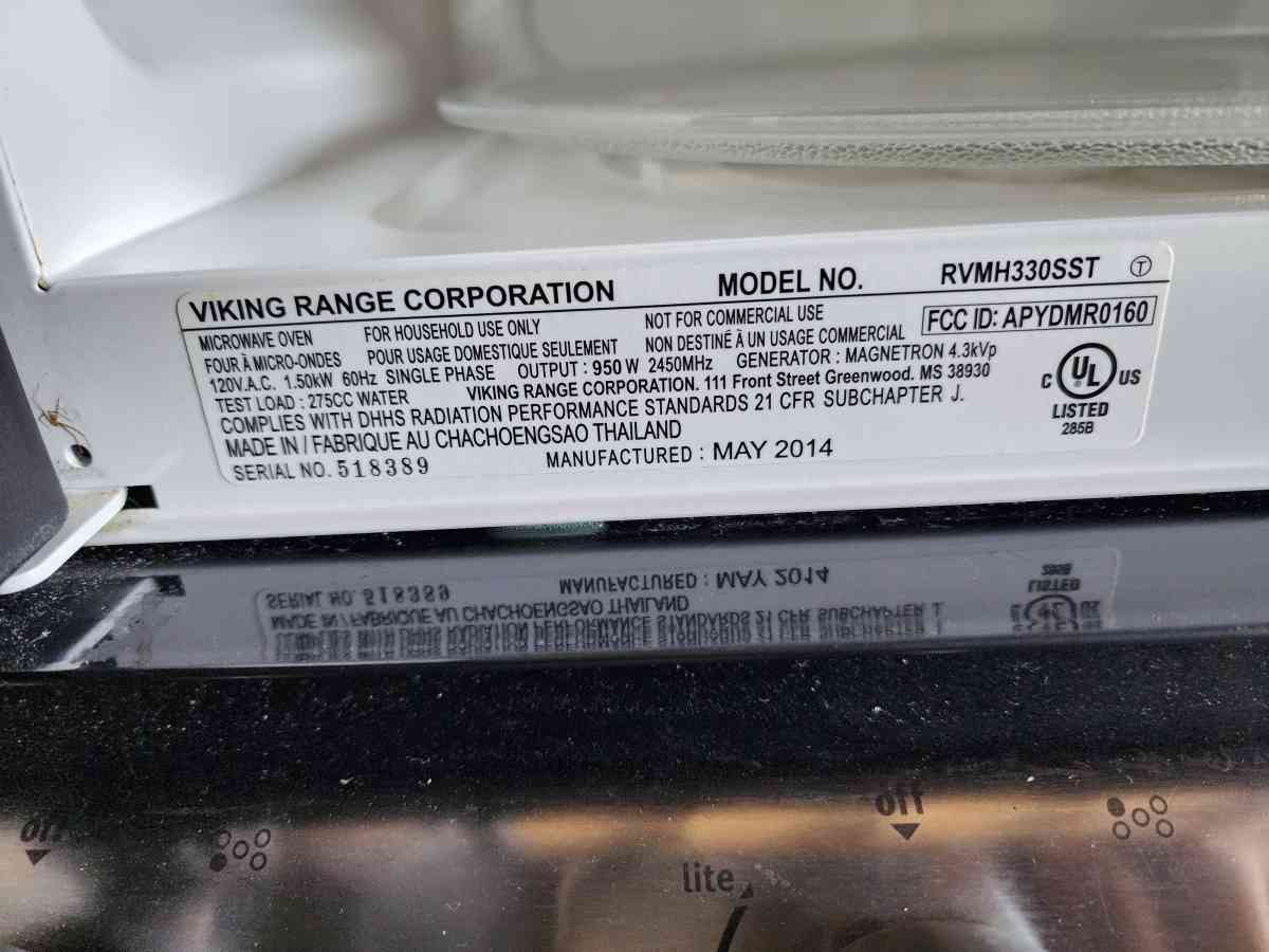 VIKING OVER THE RANGE MICROWAVE