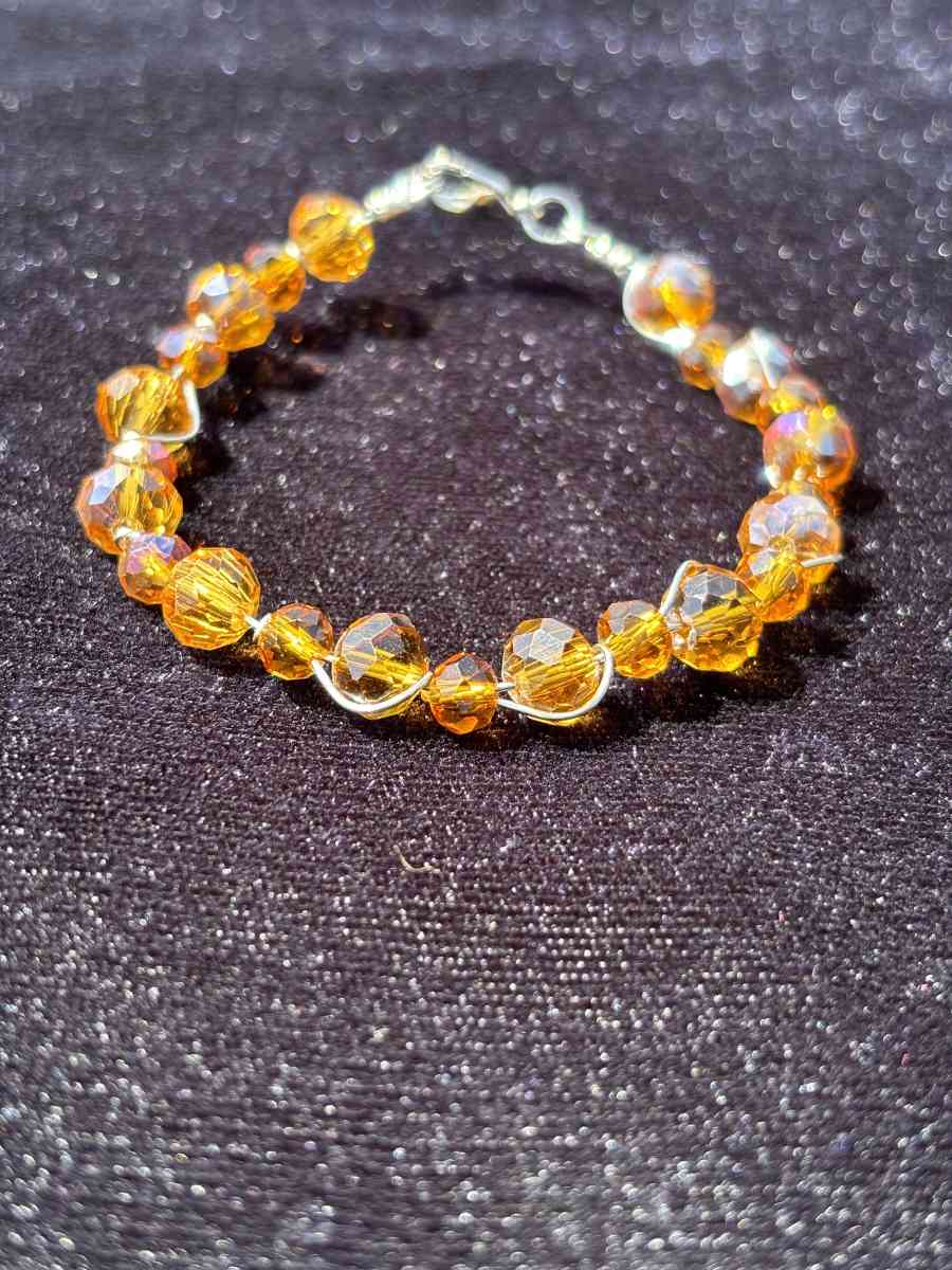 handmade wire wrapped glass beaded bracelet