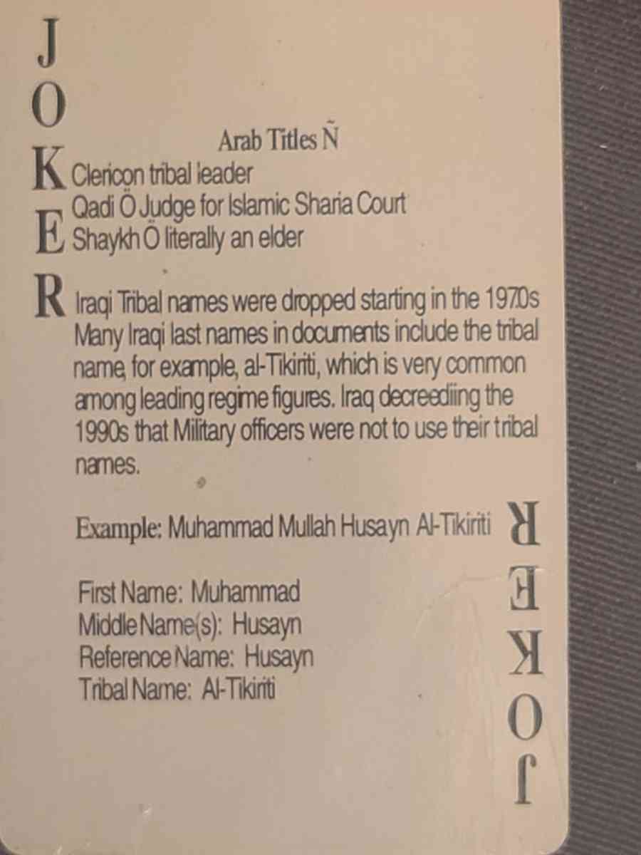 playing cards very rare new condition saddam Hussein