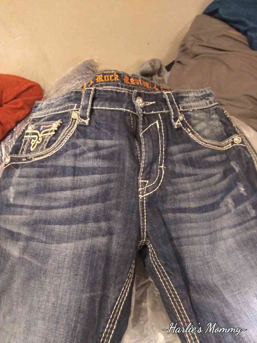 Mens ROCK REVIVAL Blue jeans size 38 BRAND NEW