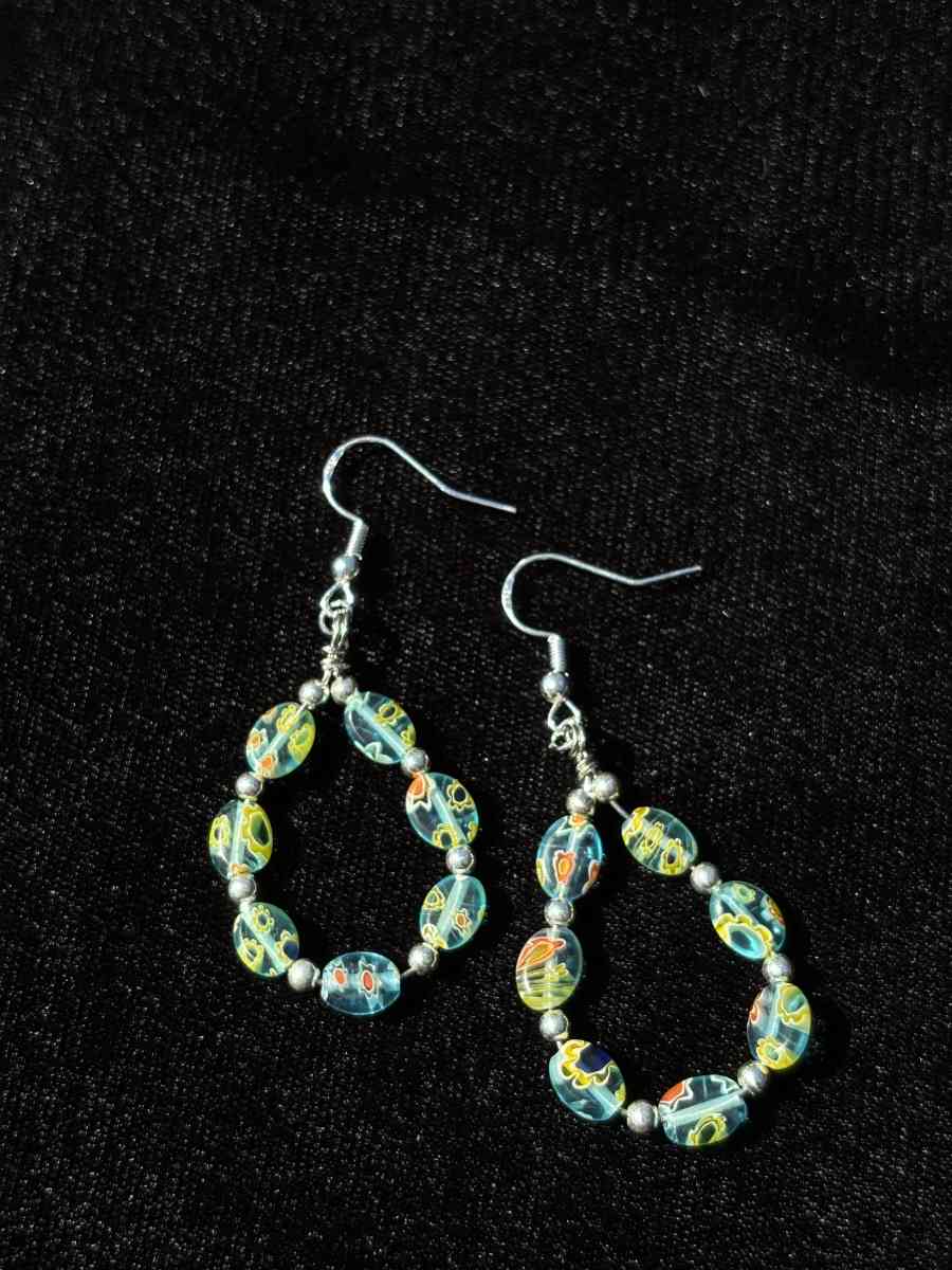 Glass beaded dangle earrings