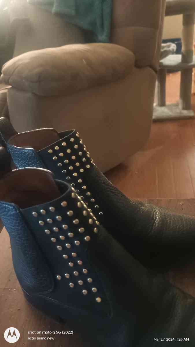 Genuine Made in Italy Chloe Ankle Gold Studed Boots