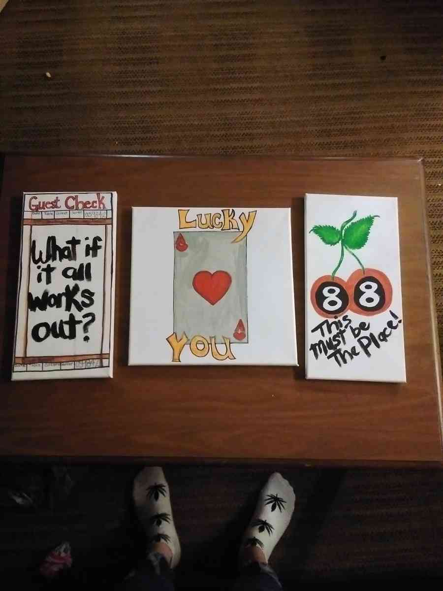 3 piece hand painted picture set