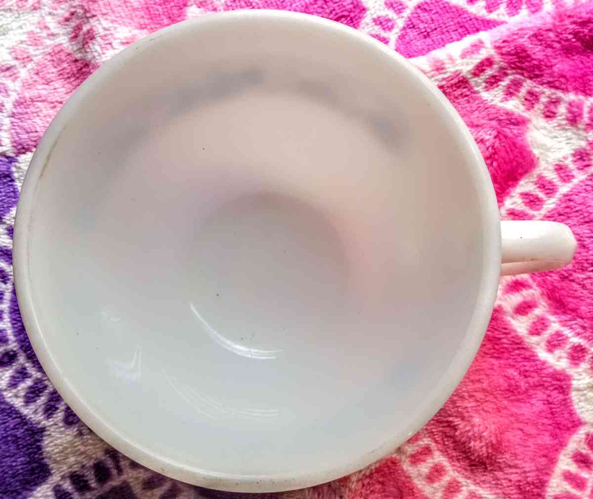 Pyrex Milk Glass Cup with Blue Flowers Design