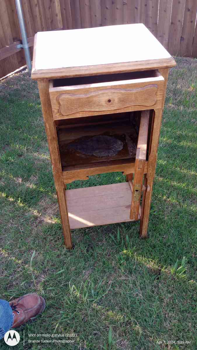 Antique small cut and wash kitchen table with marble slab