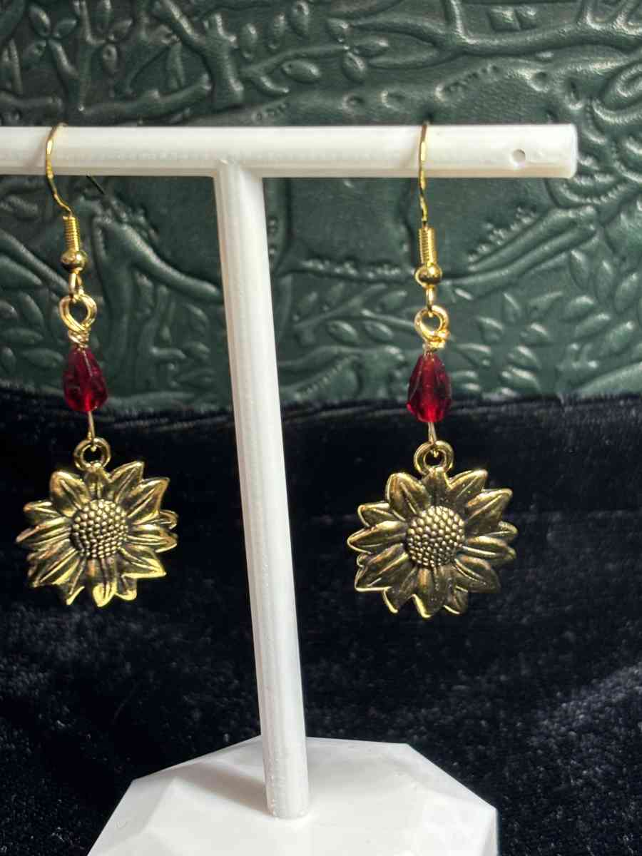 summer wine and sunflowers earrings