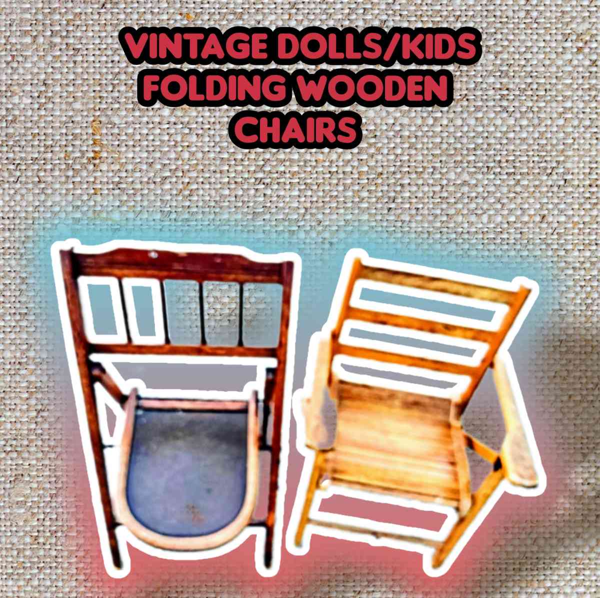 Vintage Antique Childs Kids Wood Wooden Slat Folding Chair