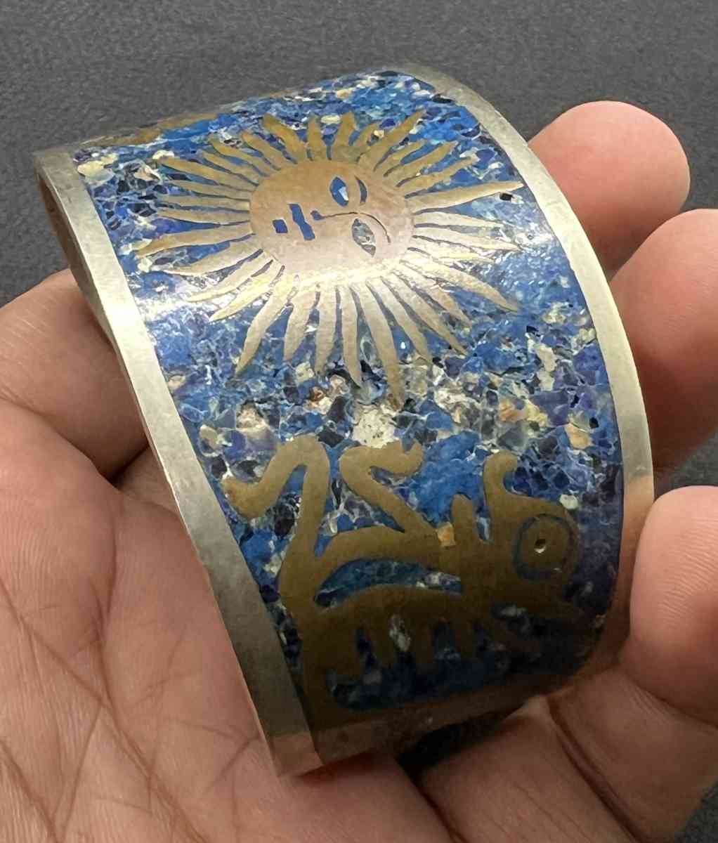 Beautiful Old Vintage Mixed Sliver Blue Painted Bangle