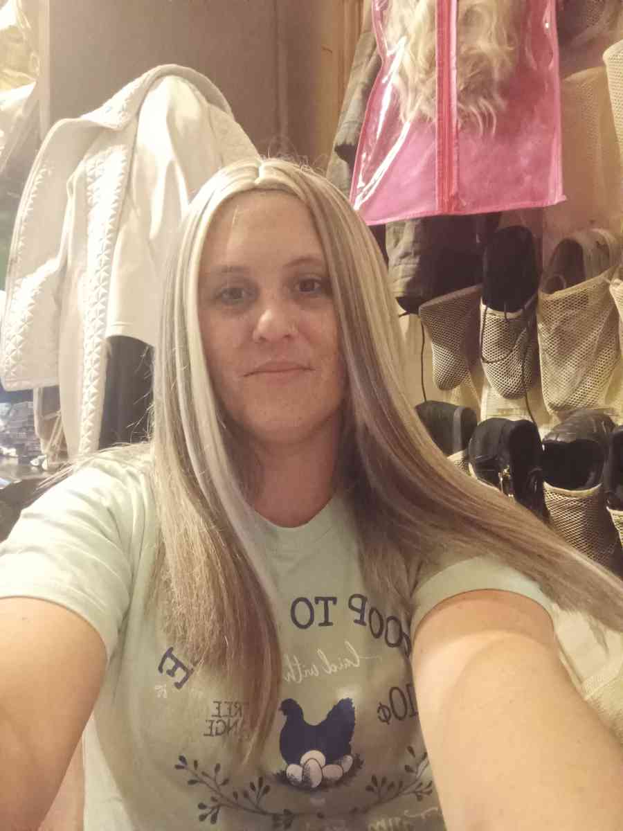 long grey and blonde wig