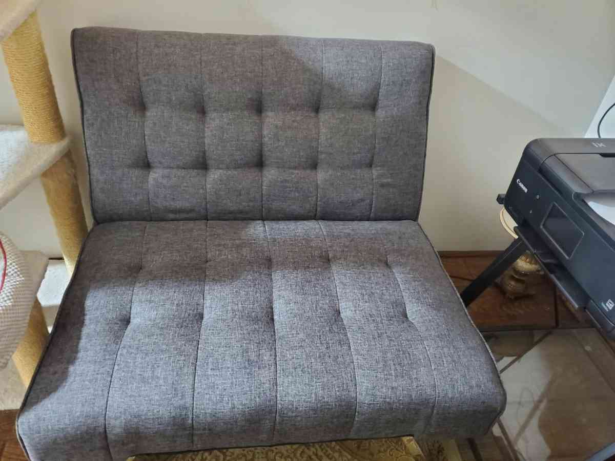 small sofa with rectangular storage ottoman