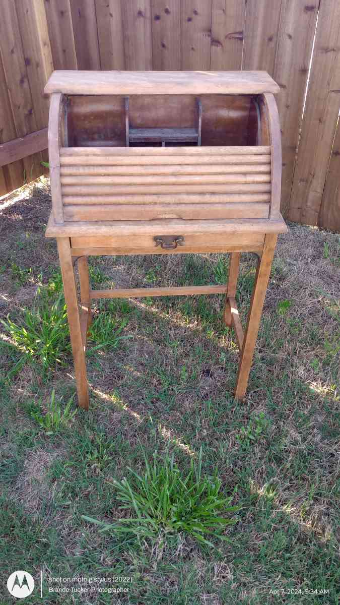 Antique roll up door childs school desk
