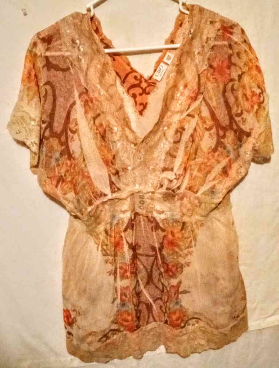 Cato Orange Multi colored Floral Blouse