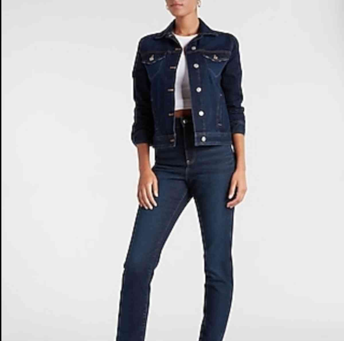 Express Dark Wash Denim Jacket Sz Med