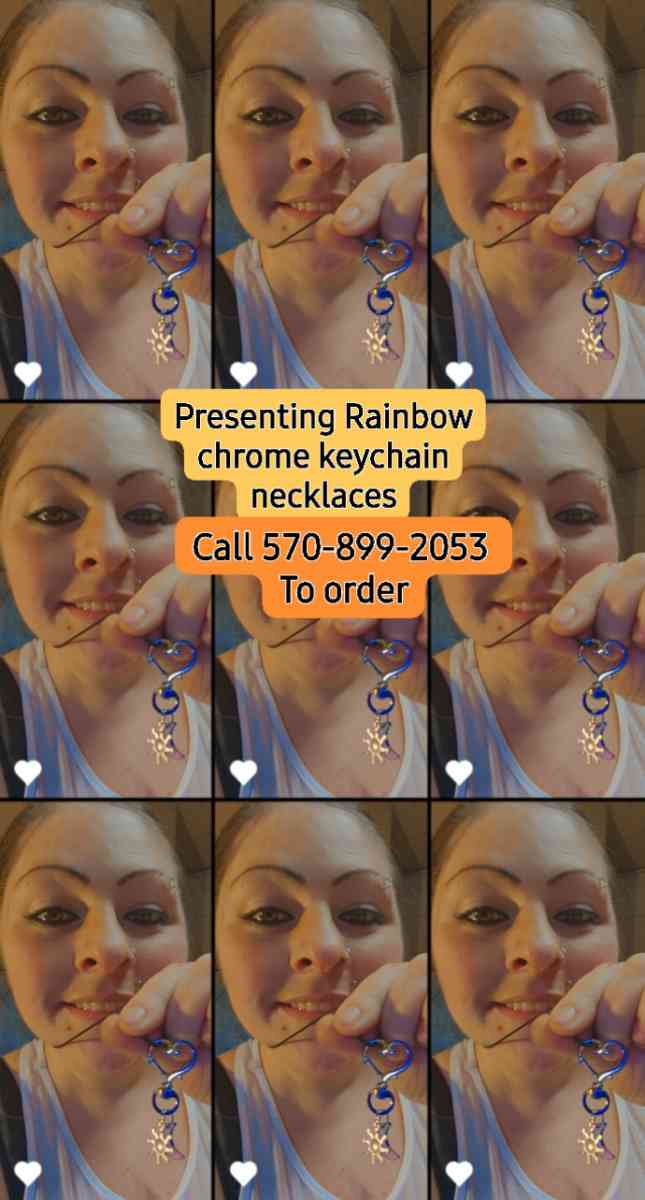 Rainbow chrome keychain necklaces