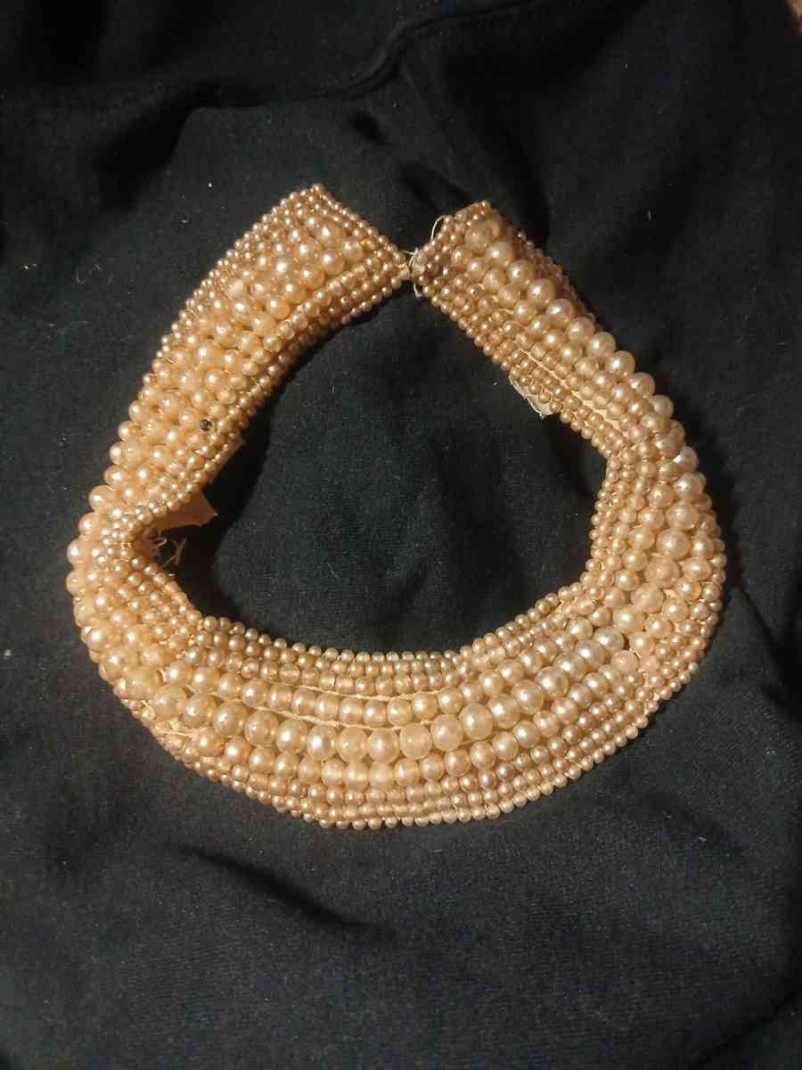 vintage pearl beaded collar necklace