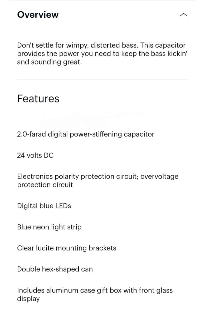 Power Acoustik Neon Digital 20 Farad Capacitor