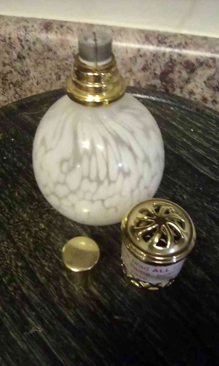 hand blown glass antique oil burning lamp