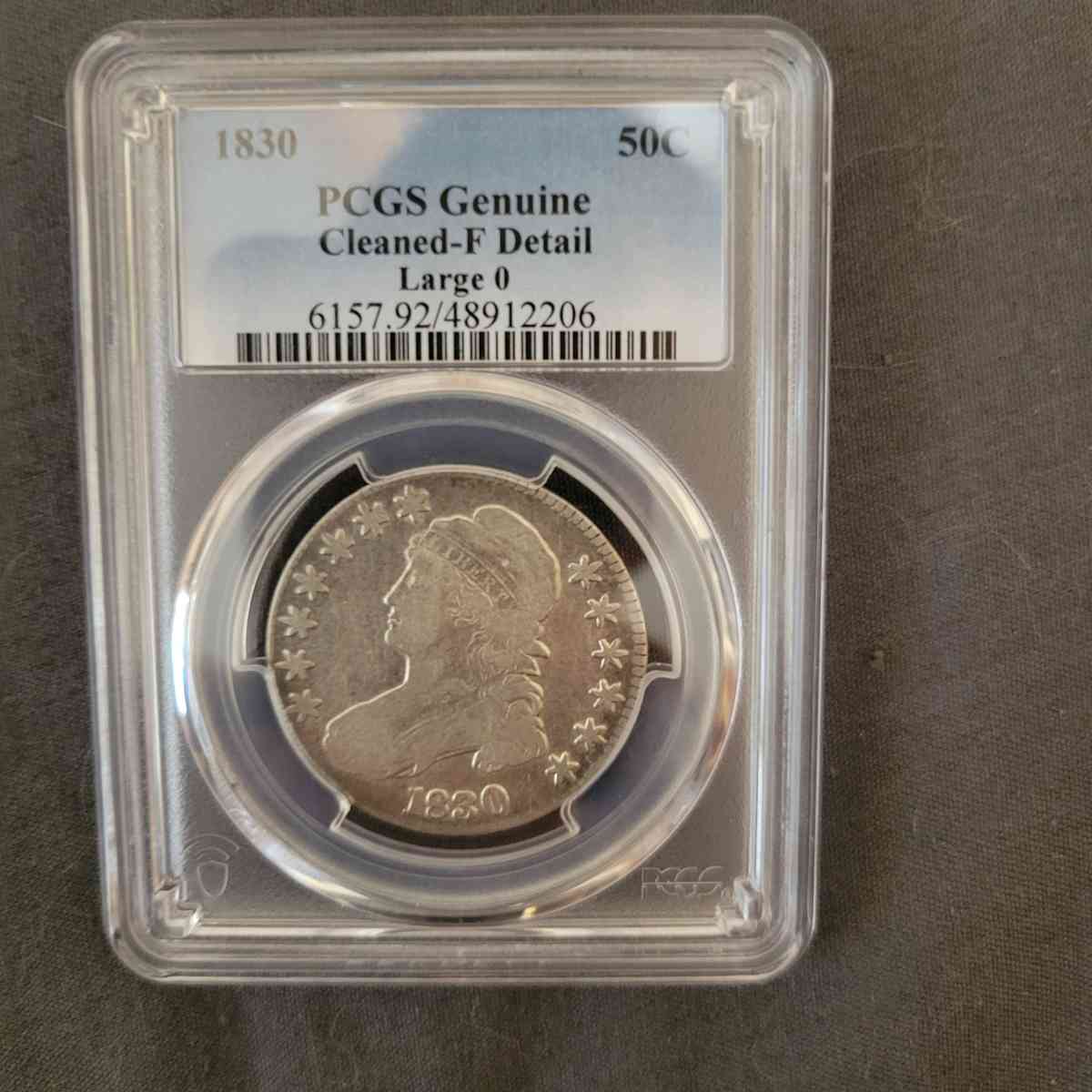 1830 large 0 capped bust half dollar