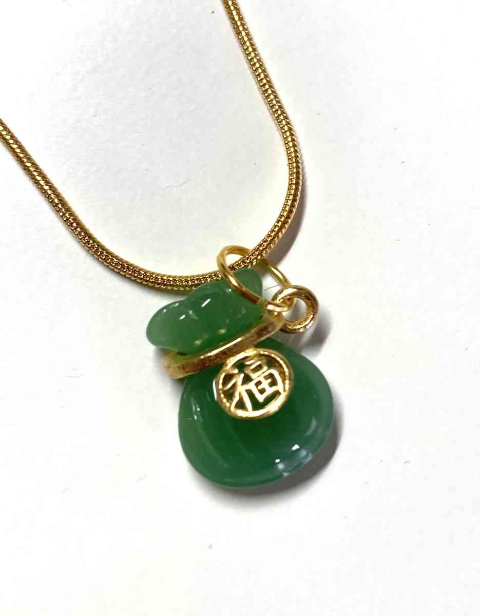 2pcs Jade Jadeite Money Pocket Pendant Necklace